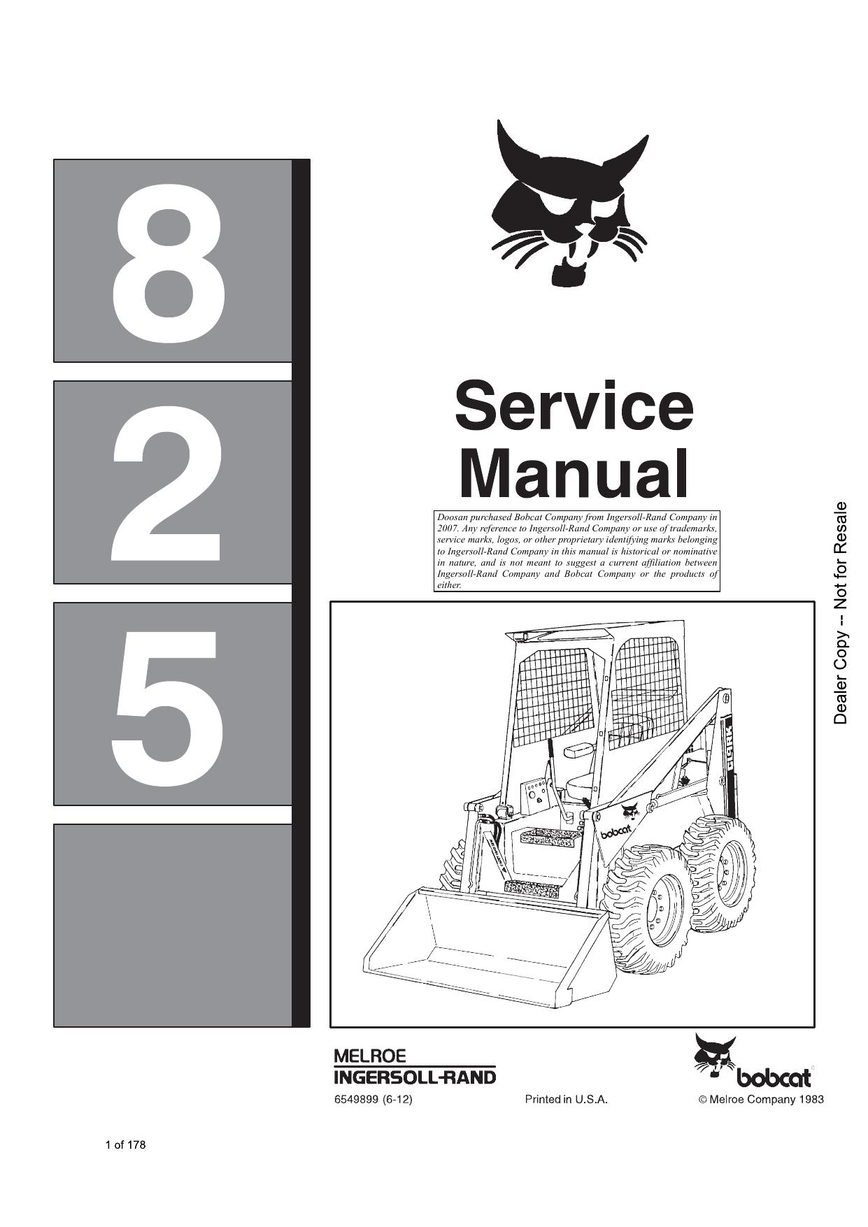 825 Loader Service Manual Bobcat